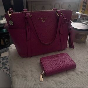 Michael Kors Fuchsia Satchel and Wallet Set